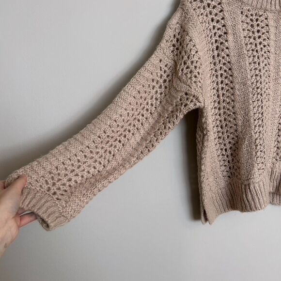 Madewell Pointelle Crochet Pullover Sweater Cream / Blush - Picture 3 of 7